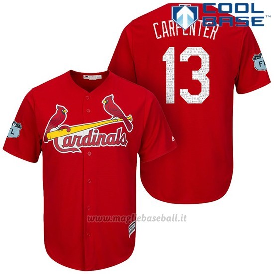 Maglia Baseball Uomo St. Louis Cardinals Matt Carpenter Scarlet 2017 Allenamento Primaverile Cool Base Giocatore